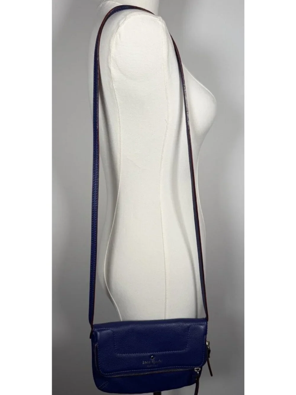 KATE SPADE purple pebbled leather foldover crossbody preppy purse designer